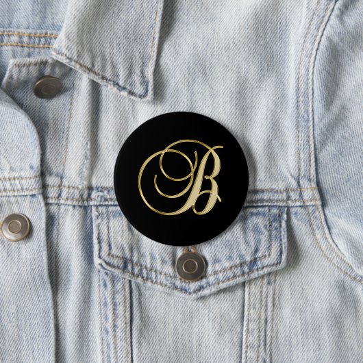 Badge Rond 7,6 Cm B Monogramme B or script (En situation)