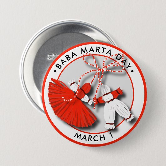 Badge Rond 7,6 Cm Baba Marta Day Martenitsa (Devant & derrière)