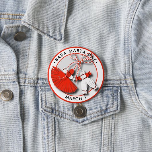 Badge Rond 7,6 Cm Baba Marta Day Martenitsa (En situation)