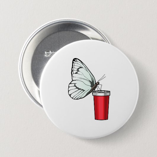 Badge Rond 7,6 Cm Babfly Drinking (Devant & derrière)