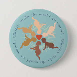 Badge Rond 7,6 Cm Babies Mandala sur le bleu d'oeuf de Robin