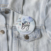 Badge Rond 7,6 Cm Baby shower Aquarelle Bohème Fleurs & Plumes (En situation)