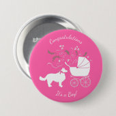 Badge Rond 7,6 Cm Baby shower Collie frontalier (Devant & derrière)