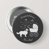 Badge Rond 7,6 Cm Baby shower Collie frontalier (Devant & derrière)