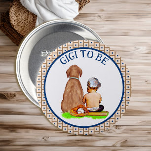 Badge Rond 7,6 Cm Baby shower de baseball de bébé et de chien Gigi à
