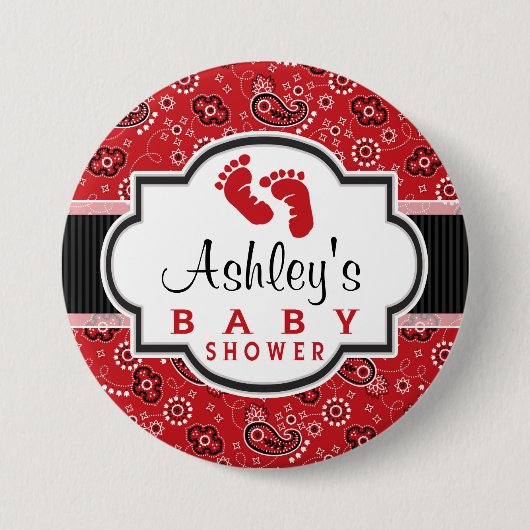 Badge Rond 7,6 Cm Baby shower de Paisley (Devant)