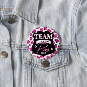 Badge Rond 7,6 Cm Baby shower de révélation de genre d'équipe Roses