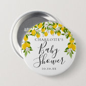 Badge Rond 7,6 Cm Baby shower de verdure aux citrons en fleurs (Devant & derrière)