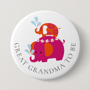 Badge Rond 7,6 Cm Baby shower d'éléphant Mod Grande grand-mère à êtr