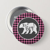Badge Rond 7,6 Cm Baby shower d'ours rose (Devant & derrière)