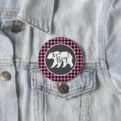 Badge Rond 7,6 Cm Baby shower d'ours rose (En situation)
