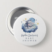 Badge Rond 7,6 Cm Baby shower Hippo bébé mignon (Devant & derrière)