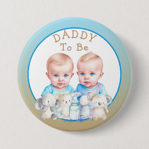 Badge Rond 7,6 Cm Baby shower papa de Twin Boy à être