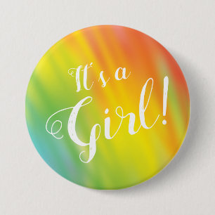 Badge Rond 7,6 Cm Baby shower Rainbow Tie Dye