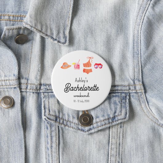 Badge Rond 7,6 Cm Bachelorette Beach Bikini Week-end (En situation)