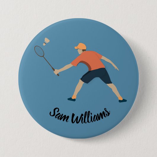 Badge Rond 7,6 Cm Badminton (Devant)