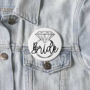 Badge Rond 7,6 Cm Bague de fiançailles en diamant argent pour mariée