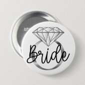 Badge Rond 7,6 Cm Bague de fiançailles en diamant pour mariée en arg (Devant & derrière)