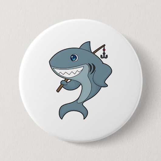 Badge Rond 7,6 Cm Baguette de pêche du requin (Devant)