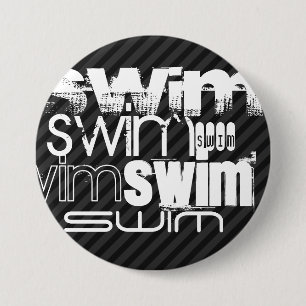 Badge Rond 7,6 Cm Baignade ; Gris Noir & Sombre