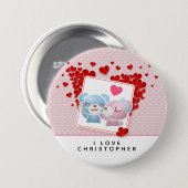 Badge Rond 7,6 Cm Baisers avec coeur d'amour rouge tout autour (Devant & derrière)