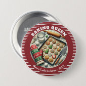 Badge Rond 7,6 Cm Baking Queen Holiday Cookie Prize Award (Devant & derrière)