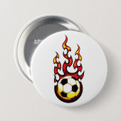 Badge Rond 7,6 Cm Bal De Football En Feu (Devant & derrière)