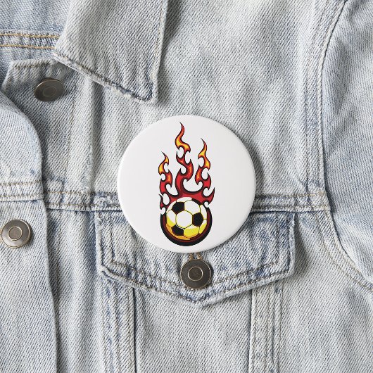 Badge Rond 7,6 Cm Bal De Football En Feu