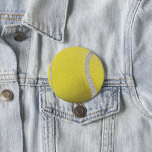 Badge Rond 7,6 Cm Bal De Tennis Jaune Moderne Avec Ligne De Parties