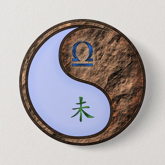 Badge Rond 7,6 Cm Balance & Bouc terrestre (Devant)