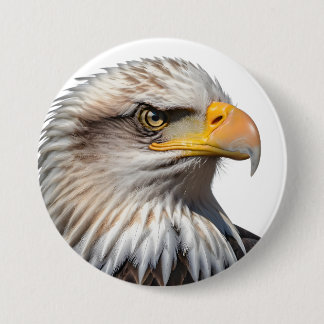 Badge Rond 7,6 Cm Bald Eagle Profile