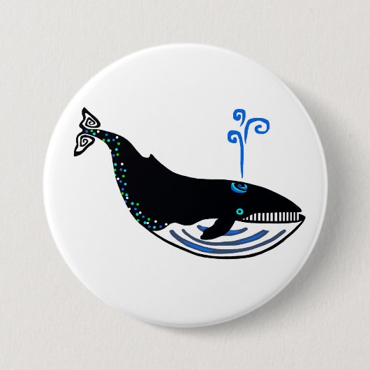 Badge Rond 7,6 Cm BALEINE Bleue - Animale militante - Faune - Nature (Devant)