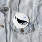 Badge Rond 7,6 Cm BALEINE Bleue - Animale militante - Faune - Nature (En situation)