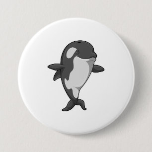 Badge Rond 7,6 Cm Baleine tueuse au Yoga Fitness in Standing