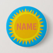 Badge Rond 7,6 Cm Balise de PERSONNALISER IT Bleu Jaune Nom Sunshine (Devant)