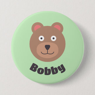 Badge Rond 7,6 Cm Balise Nom de l'ours vert mou