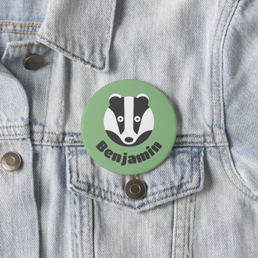 Badge Rond 7,6 Cm Balise Nom du blaireau vert mignon (En situation)