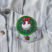 Badge Rond 7,6 Cm Ball de golf Fer de Noël en vert (En situation)