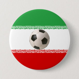 Badge Rond 7,6 Cm Balle de football au centre du drapeau iranien