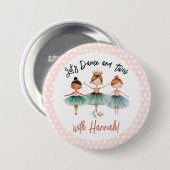 Badge Rond 7,6 Cm Ballerina Ballet fille d'anniversaire (Devant & derrière)