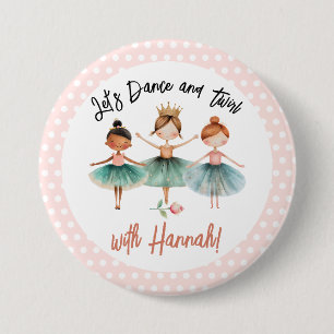 Badge Rond 7,6 Cm Ballerina Ballet fille d'anniversaire