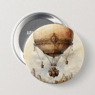 Badge Rond 7,6 Cm Ballon à air chaud à vapeur vintage