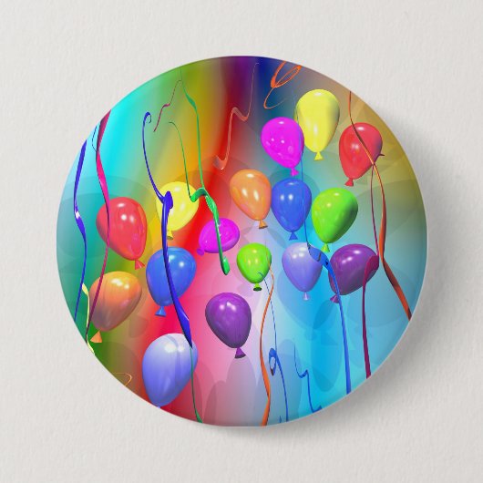 Badge Rond 7,6 Cm Ballons d'anniversaire lumineux (Devant)