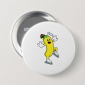 Badge Rond 7,6 Cm Banane au patinage sur glace avec patins sur glace (Devant & derrière)