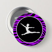 Badge Rond 7,6 Cm Bandes Zébrées Électriques Violettes; Ballet (Devant & derrière)