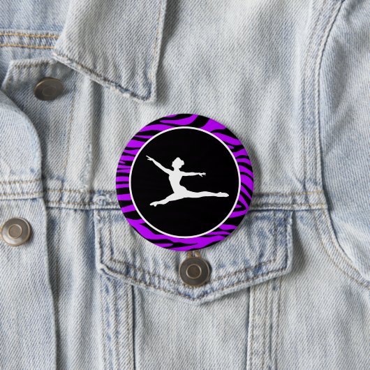 Badge Rond 7,6 Cm Bandes Zébrées Électriques Violettes; Ballet (En situation)
