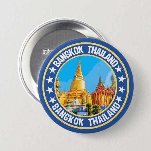 Badge Rond 7,6 Cm Bangkok Thaïlande (Devant & derrière)