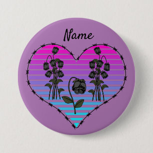 Badge Rond 7,6 Cm Barbed Wire Heart