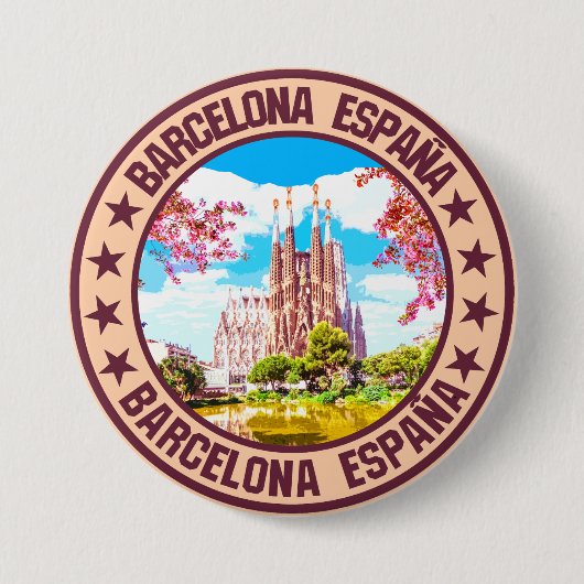 Badge Rond 7,6 Cm Barcelone (Devant)