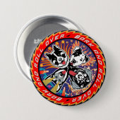 Badge Rond 7,6 Cm Bark and Roll Over Dogs Kiss Rock Music Parodie (Devant & derrière)